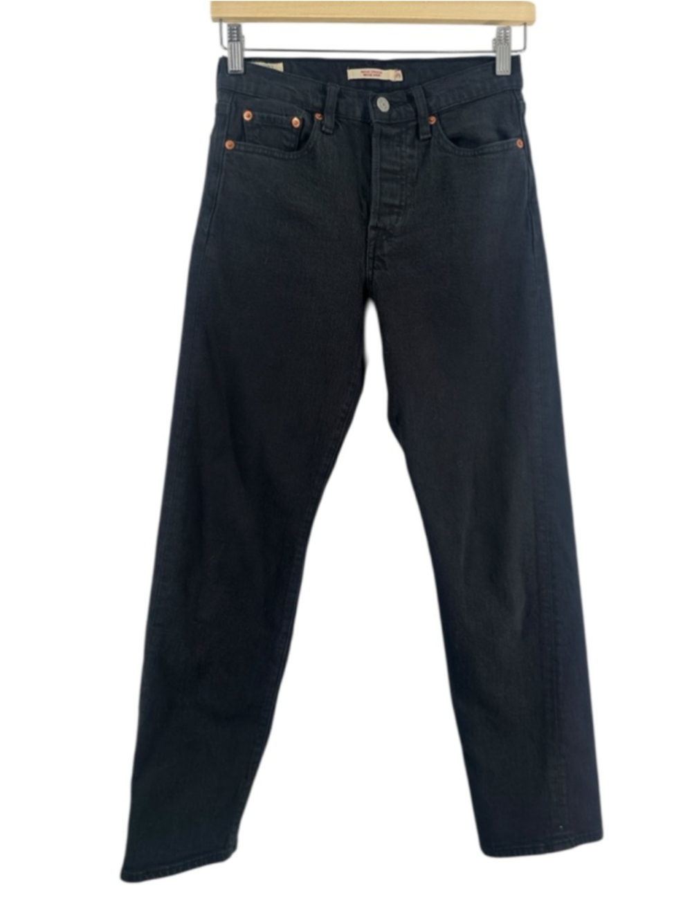 Levi's Wedgie Straight Denim Jeans black 90's y2k sz 25 - Picture 2 of 8